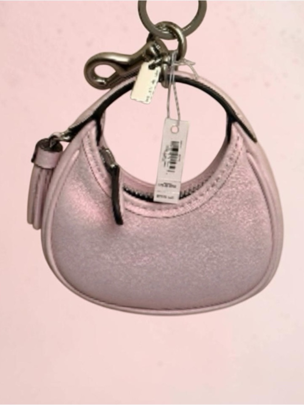 Coach mini Carmen bag charm NWT keychain in pearlized pink - Picture 9 of 14